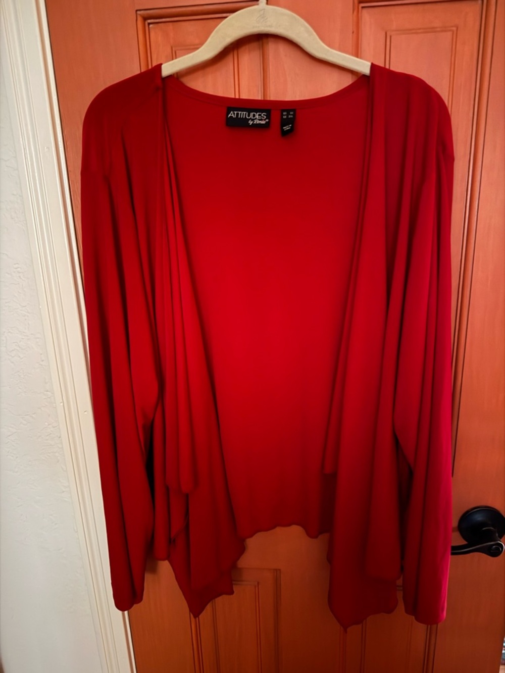 Attitudes by Renee Bright Red Draped Open-Front  Jacket
